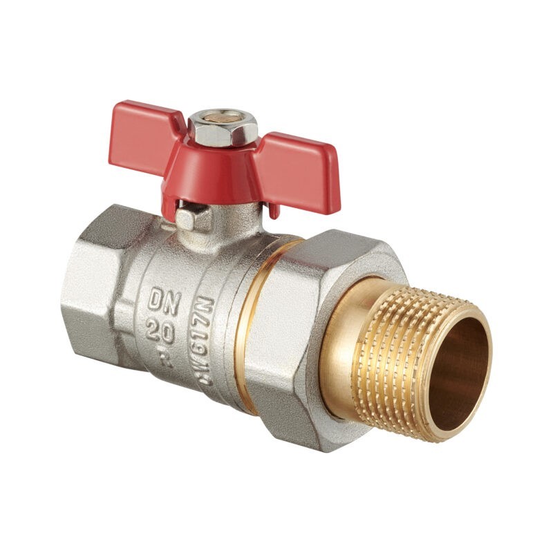 Zawór kulowy z motylkiem  z półśrubunkiem  DIAMOND - KUREK - 1/2" - 3/4" - 1"