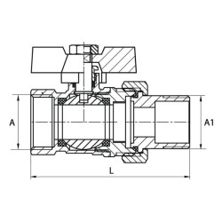 Zawór kulowy z motylkiem  z półśrubunkiem  DIAMOND - KUREK - 1/2" - 3/4" - 1"