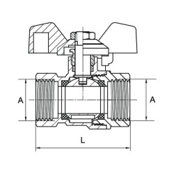 Zawór kulowy  WW dławik motylek DIAMOND W/W - 1/2" - 3/4" - 1" - KUREK