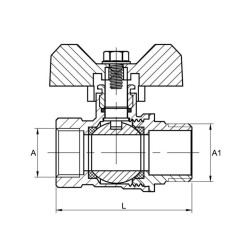 Zawór kulowy z motylkiem WZ - W/Z DIAMOND - KUREK - 1/2" - 3/4" - 1"