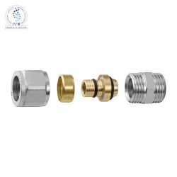 Nypel Złącze PEX skręcany z rozłącznym adapterem z przyłączem gwintowanym GZ 1/2"x16 - 1/2x16